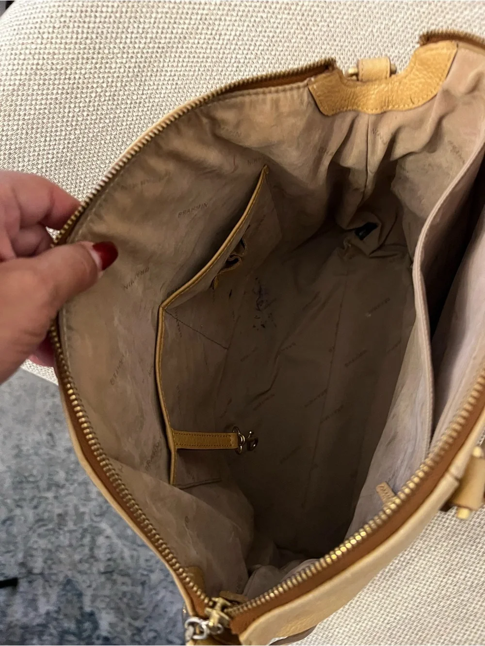 Brahmin Duxbury Satchel Leather Tote with Brown Trim